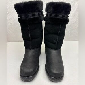 Sorel Black Women’s Mid-Calf Winter Boots with Faux Fur Trim, SZ 8 M, box 14